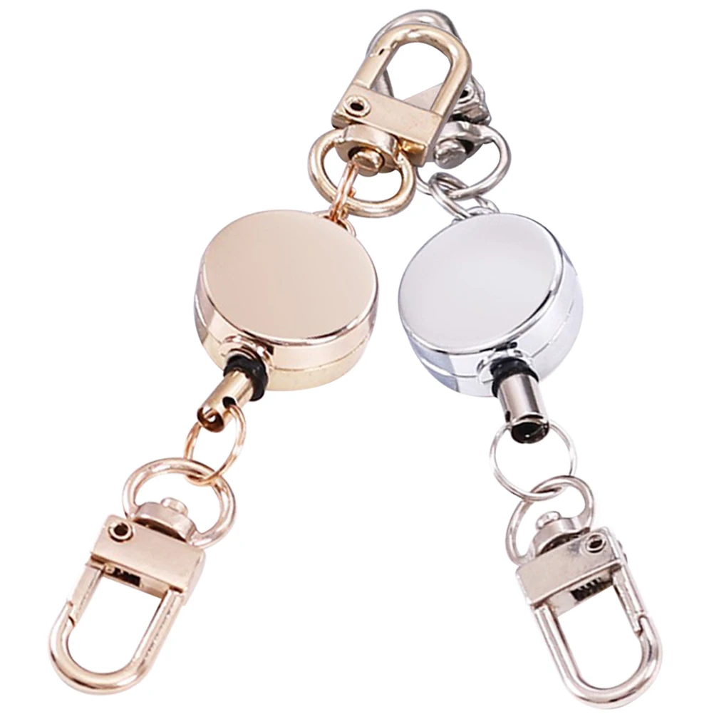 

2pcs Retractable Keychain Anti-lost Key Ring Badge Holder Small Keychain Metal Alloy Keyring Retractable Buckle