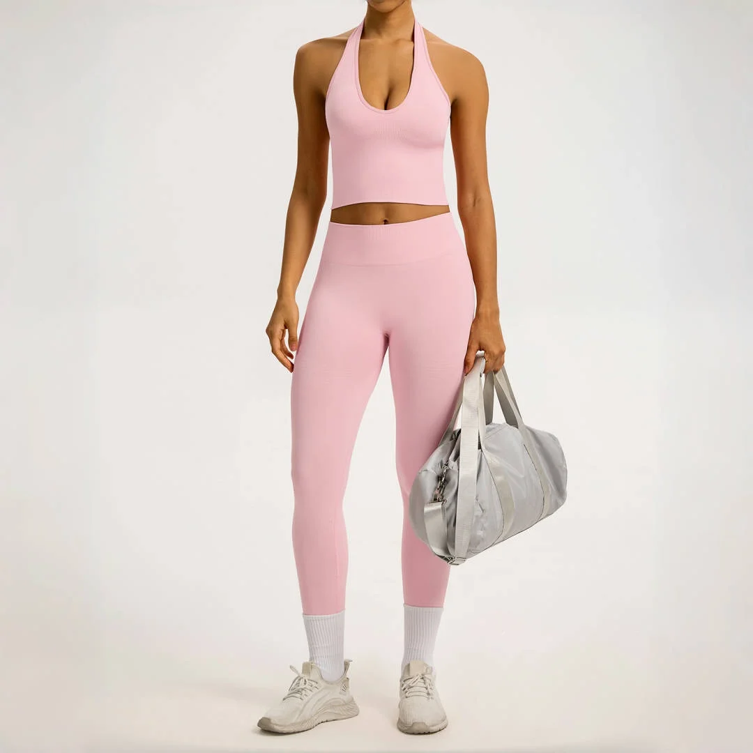 

Seamless Yoga Set Sports Fitness Backless Tight Quick-Dry Outdoors Running Workout Clothes Gym Leggings Yoga Outfit for Women