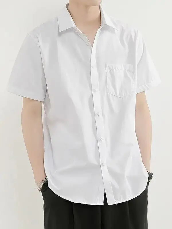 

Men's Pure Color Lapel Pocket Shirt Casual Fashion Polyester Short Sleeve Regular Fit Classic Style Urban Wear Daily Shirt