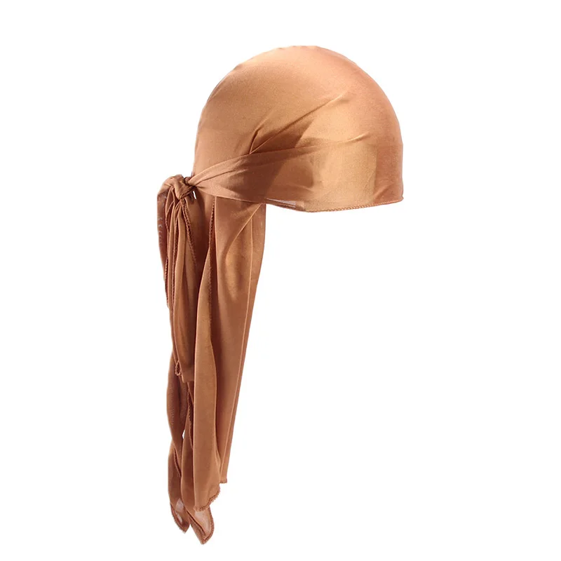 Unisex Seidige Lange Schwanz Durag Piraten Hut Turban Mode Headwraps Kappe Bandana Frauen Männer Kopfbedeckungen Kappen Hijab Haar Zubehör 