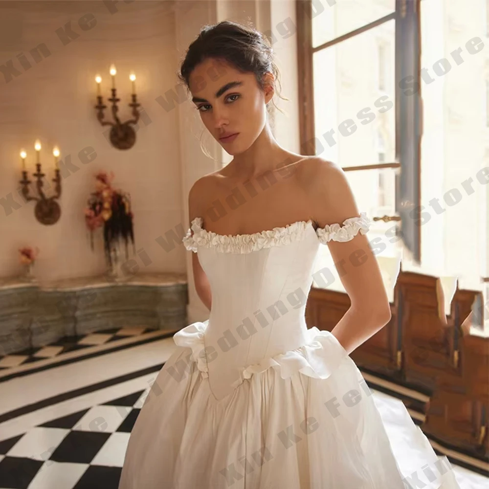 

2026 BOHO A-Line Wedding Dresses Off Shoulder with Glamorous Ruched Sleeveless Modern Exquisite Bridal Gowns Customized Robe De