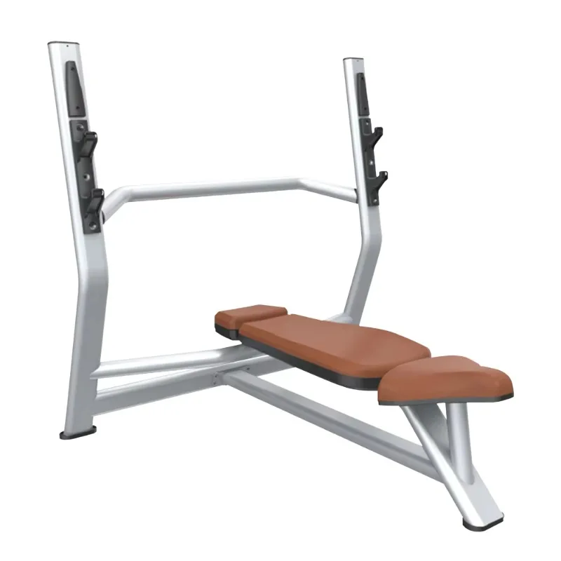 Commercial strong safety metal flat bench for bench press and barbell practice, stainless steel frame