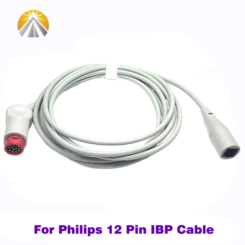 For Philips Patient Monitor 12 Pin IBP Cable Invasive Blood Pressure Cable for Multi IBP Transducers M1567A M1568A
