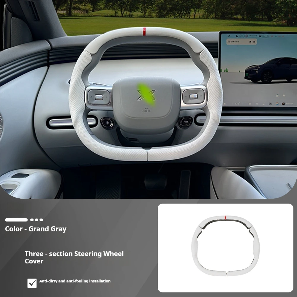 For Xpeng MONA L03 3 Segments Steering Wheel Cover All Season Universal Handle Grip Car Mod Accessories