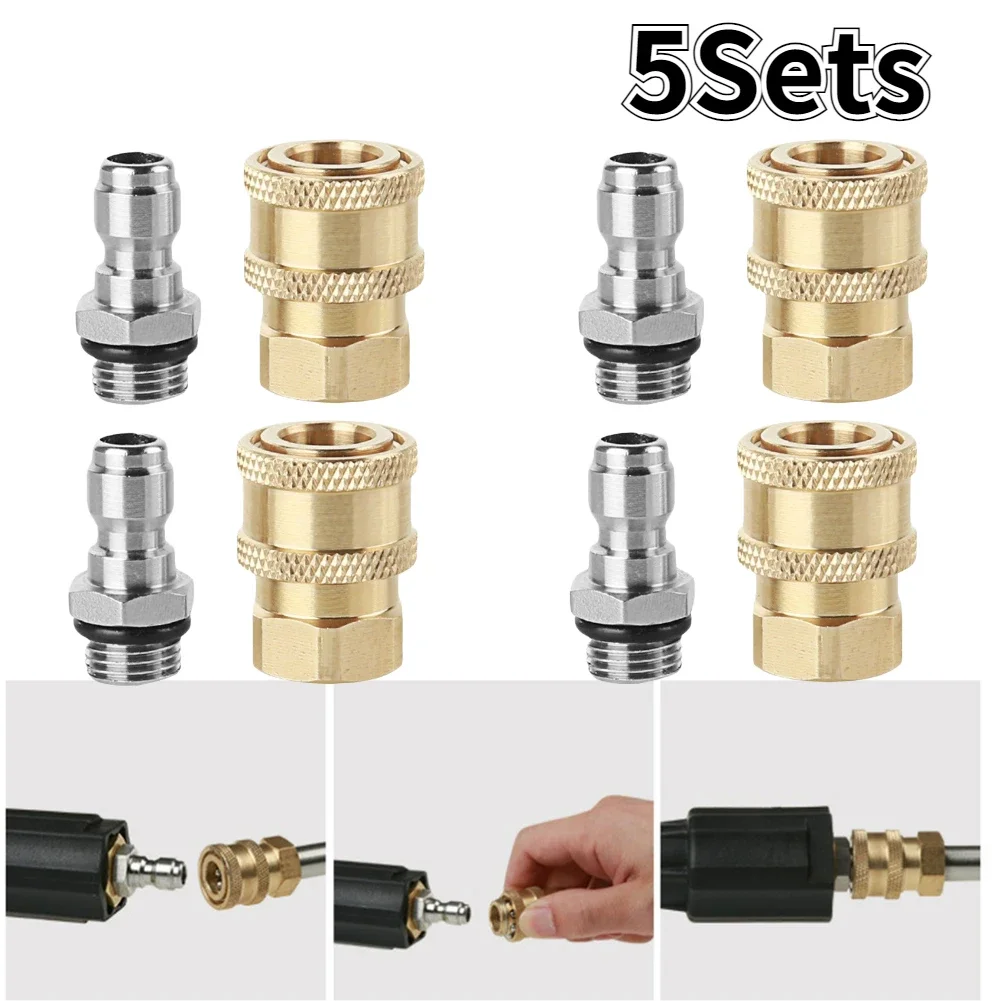 

5PCS Copper 1/4" High Pressure Quick Connector Car washer Adapter Water Gun Hydraulic Couplers Couplings For Garden Irrigation