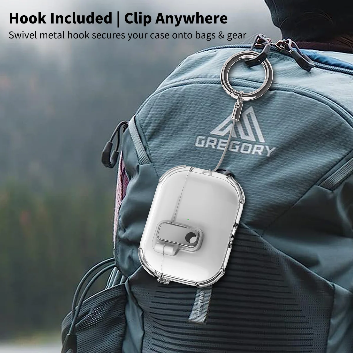 Capa de bloqueio transparente com chaveiro e kit de limpeza para AirPods Pro 1 2 para AirPods 3a 4a geração Capa protetora