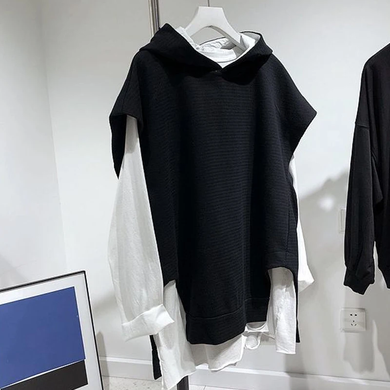 

plus Size 300 Pou Spring Autumn Hooded Svel Loose Vest Two-Piece Set Sweatirt Women's Korean Sle Casual Wear