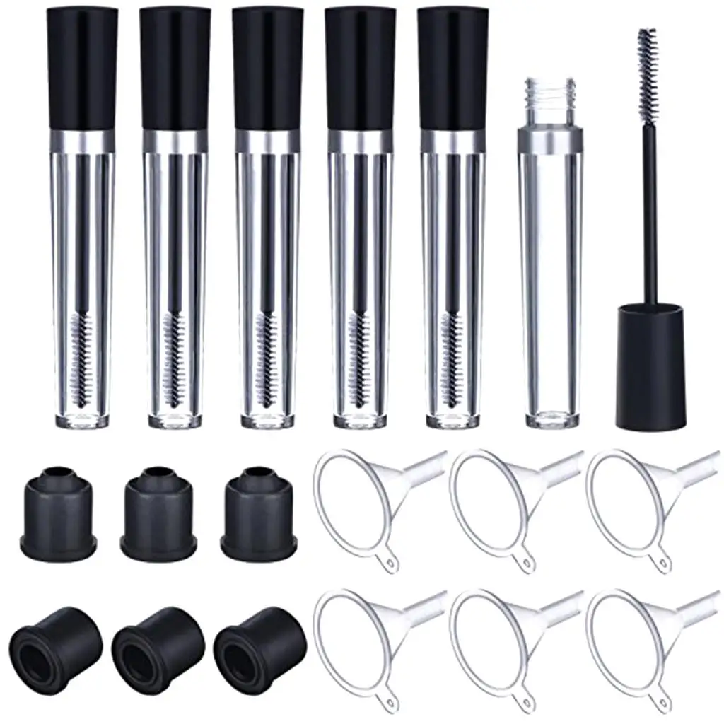 six packs 7.5ml Empty Mascara Tubes Growth Vials Bottle Funnels