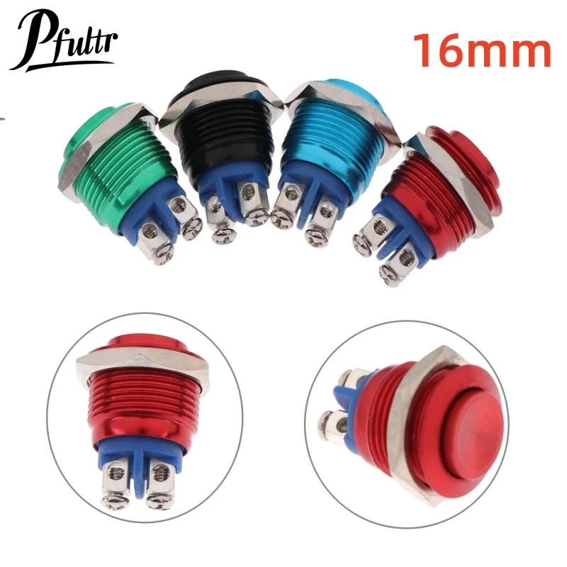 1Pcs Round Shape 16mm IP67 Metal Push Button Switch Waterproof Self-reset Momentary Locking Latching NO High / Flat / Momentary