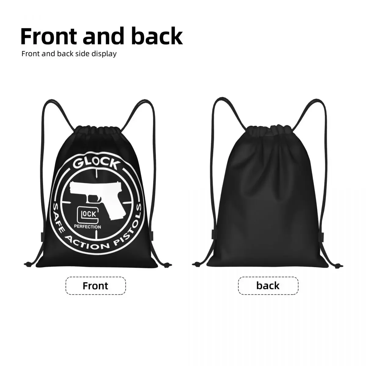 Glock Drawstring Mochila para homens e mulheres, Sports Gym Bag, Logotipo de pistola, Training Sackpack, EUA