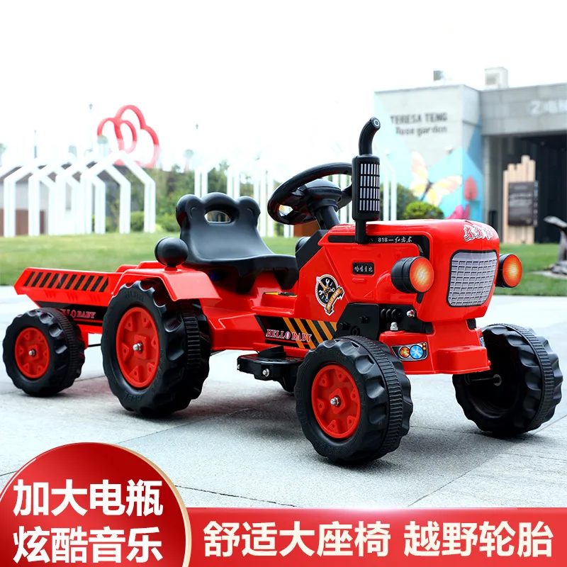 Children\'s Walk-behind Tractor Four-wheeled Electric Toy Car Sit with A Bucket To Increase The Child\'s Baby Agricultural Vehicle