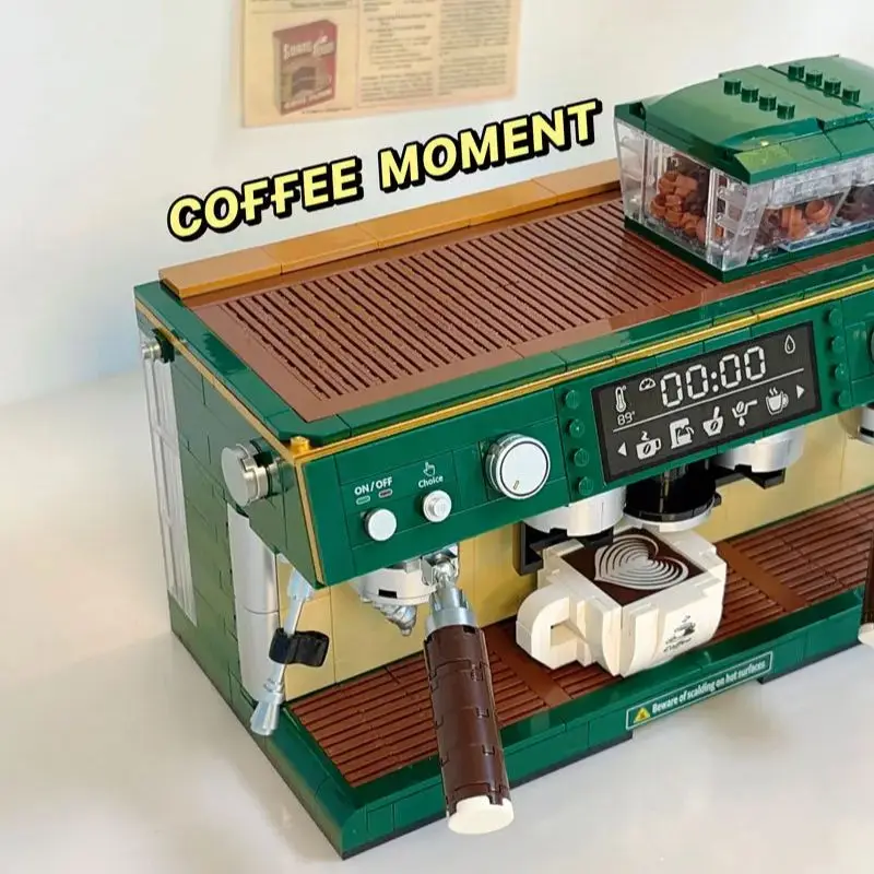 Knew Built Adult Mini Building Block Set - Coffee Machine & Bean Grinder Model - Creative Hobby Gift, Coffee Shop Decor