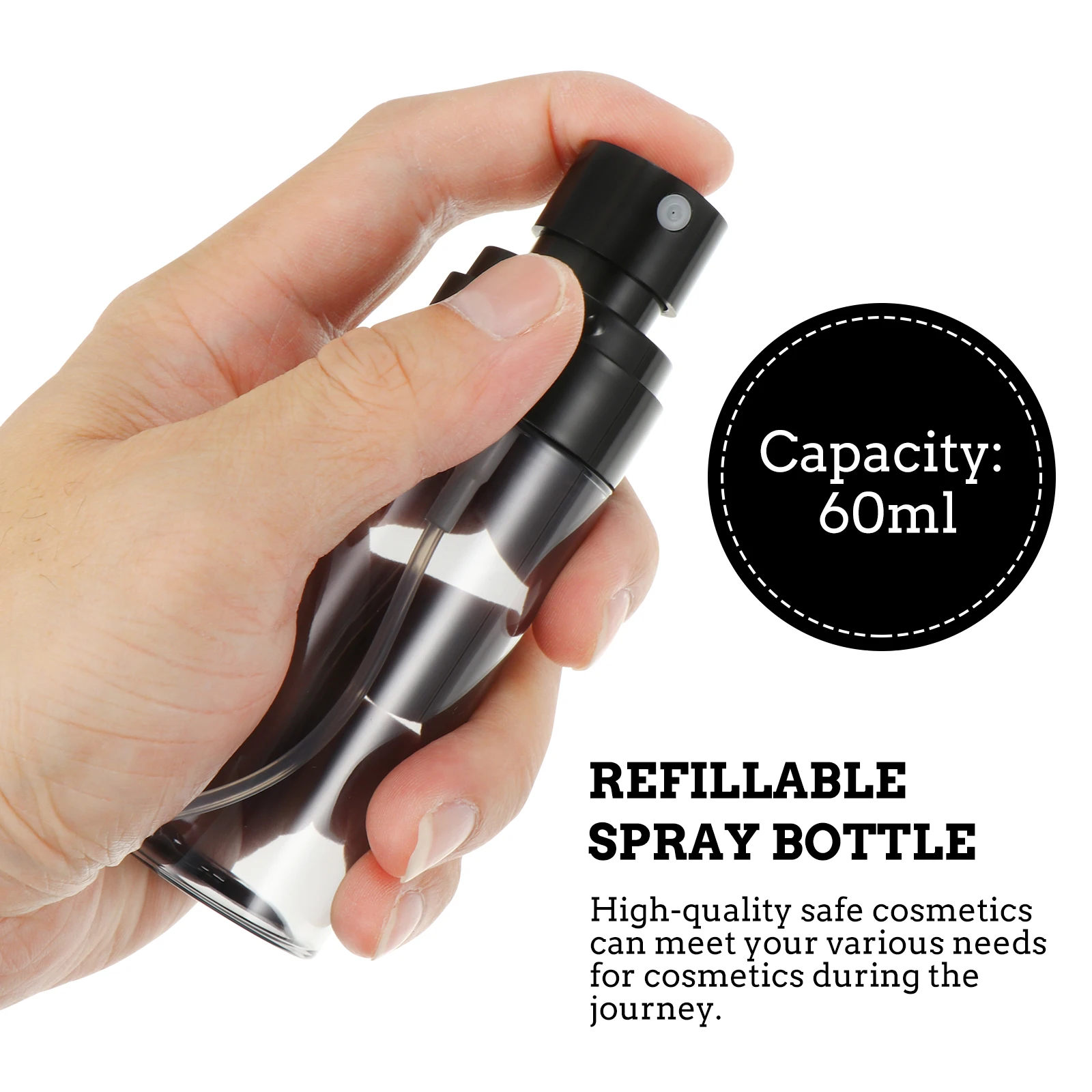 

5pcs 60Ml Reusable Plastic Sub Bottles Dispenser Travel Perfume Sample Storage Containers Portable Spray Vials For Makeup