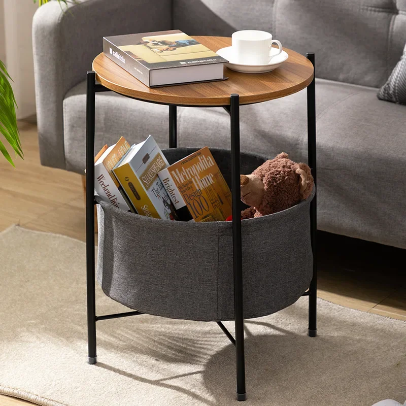 New 2023 Nordic Iron Round Table Living Room Coffee Table Sofa Side Bedroom Simple Bedside Table Storage Storage Table