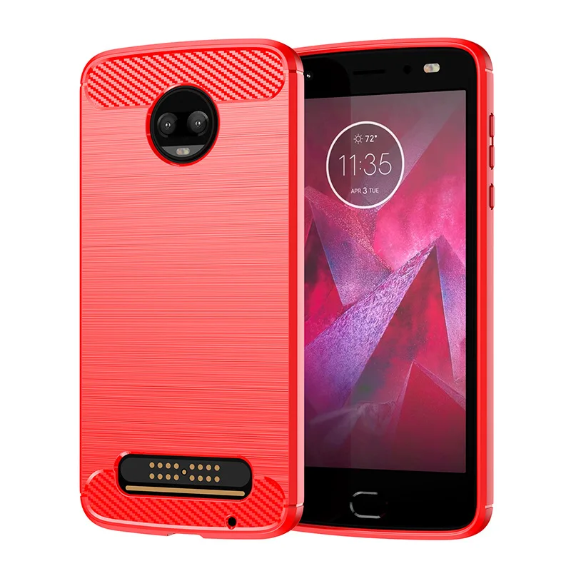 For Motorola Moto Z2 Z3 Z4 Force Play Safety Soft TPU Case for Moto Z2Play Protective Brushed Carbon Fiber Shockproof Soft Case