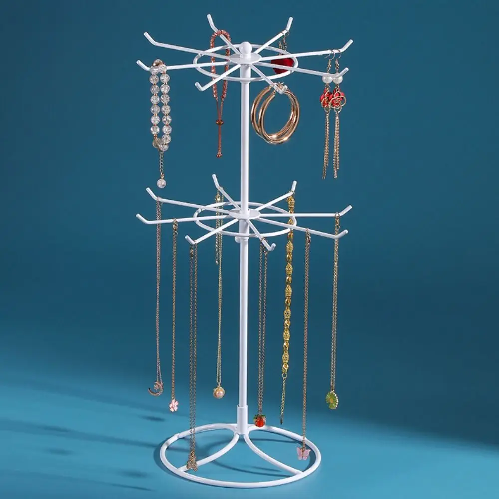 New 2 Tier Jewelry Display Stand Metal Earrings Rings Display Organizer Black White Trinkets Display Rack Watches Organizer