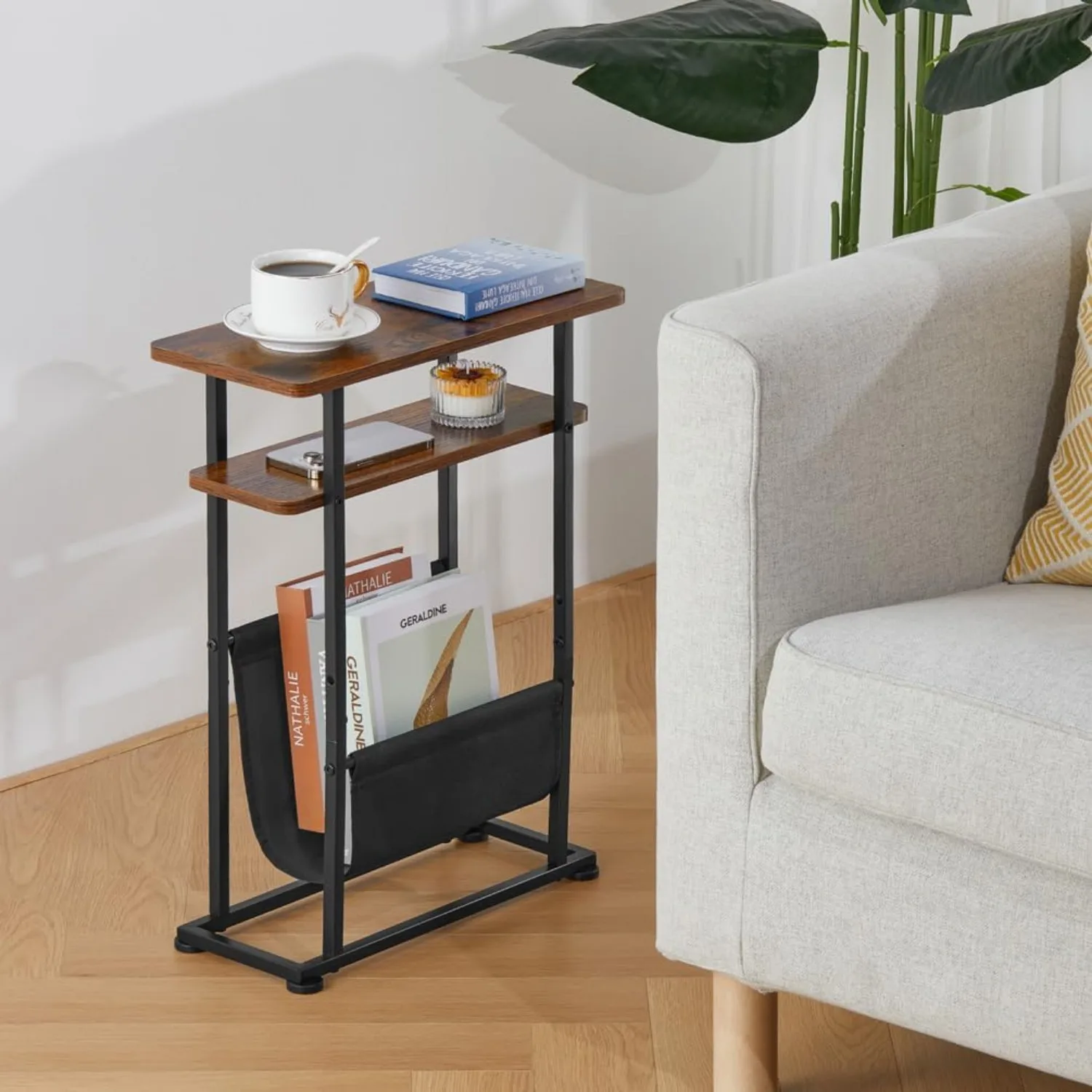 End Table , Narrow End Table Living Room Couch Side Table,Skinny Bedside Table Nightstand Bedroom Thin Side Table