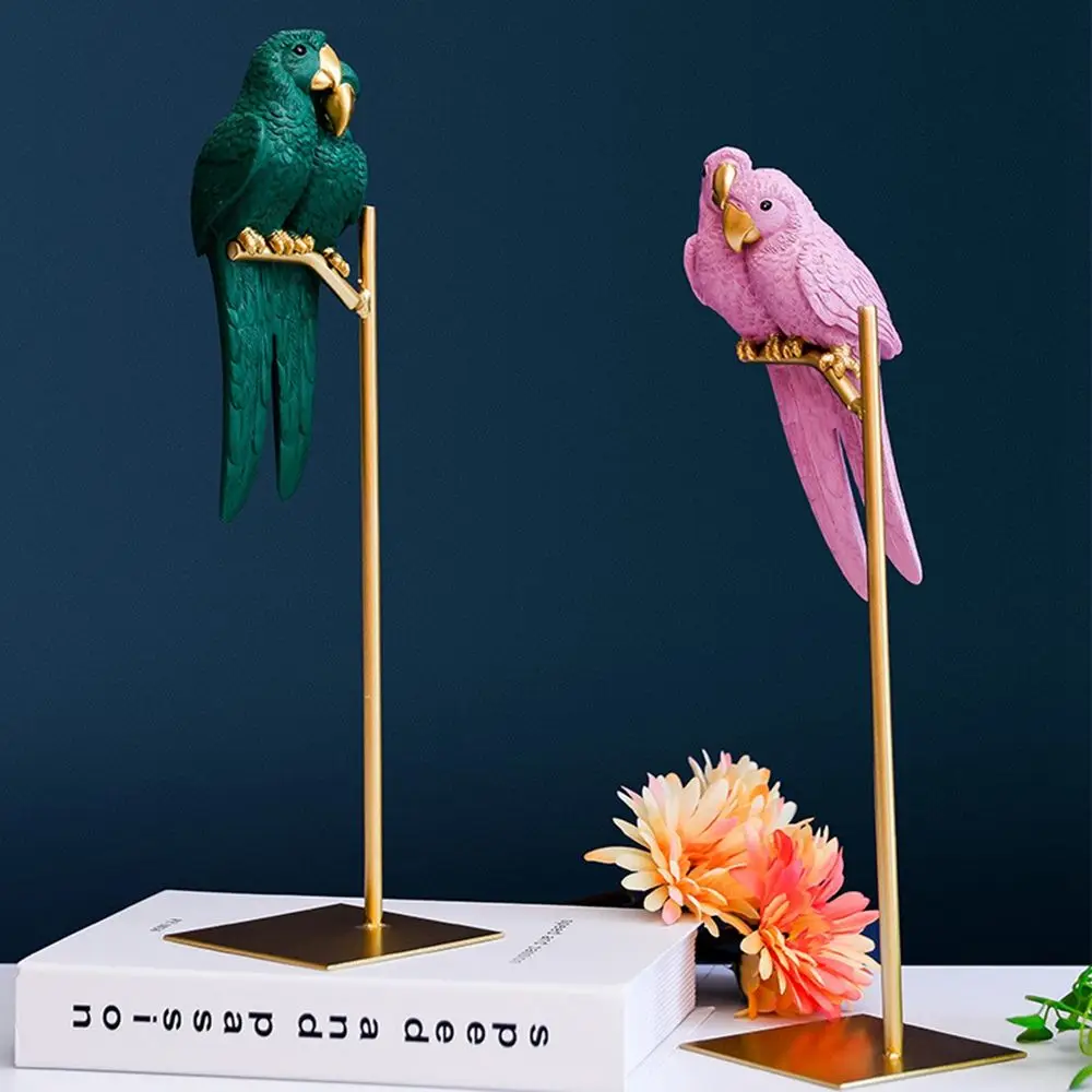 

Crafts Couple Macaw Bird Sculpture Tabletop Ornaments Simulated Animal Desktop Decoration Miniature Figurines Parrot Statue