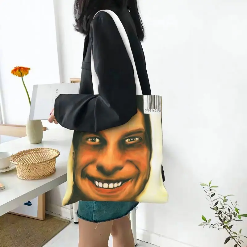 Personalizado aphex twin lona sacola de compras feminino reciclagem de mantimentos britânico artista de música eletrônica tote shopper sacos