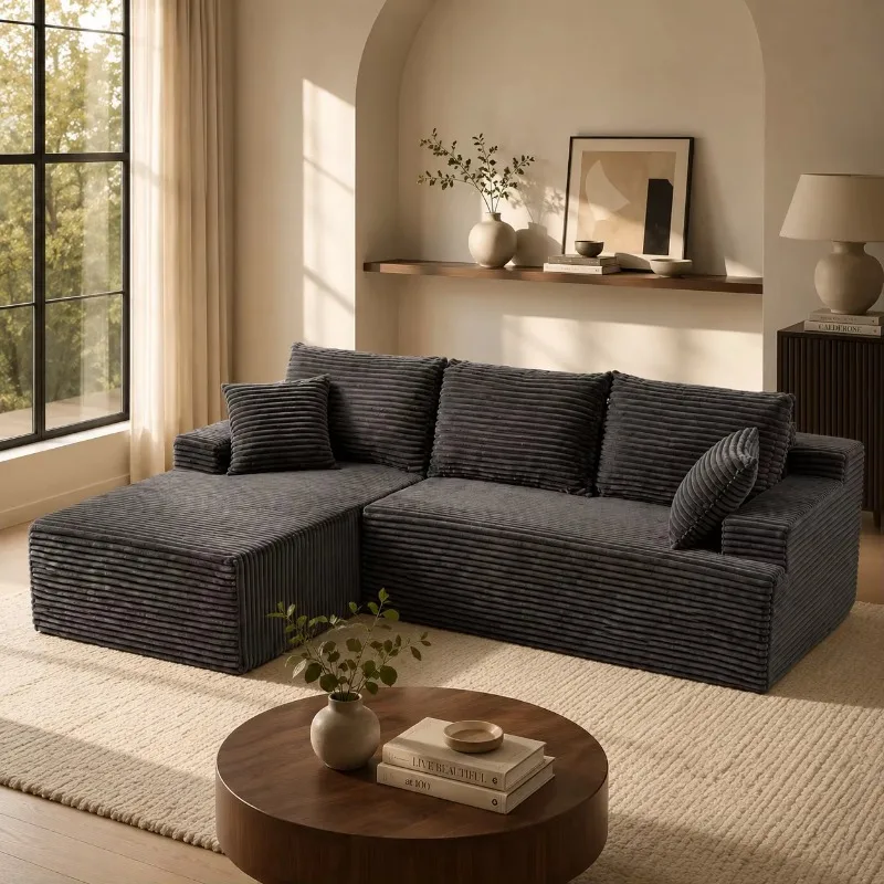 Modern style upholstered compression sofa, modular cloud flannel combination sofa
