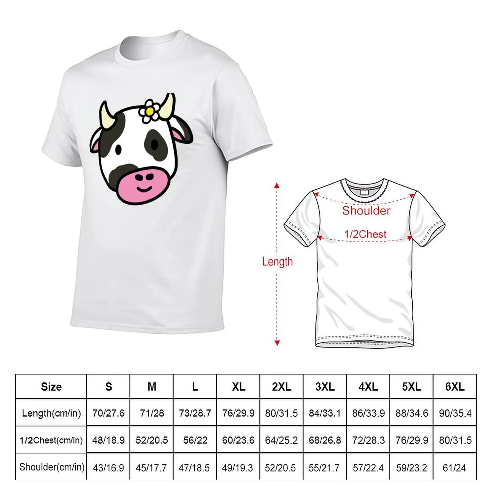 Cute cartoon dairy cow doodle with a daisy flower T-Shirt t shirts for man cotton t shirts for man graphic tees T-Shirt