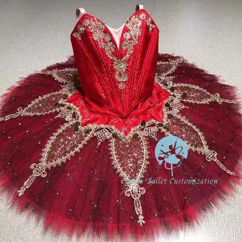 

New custom red Esmilada Don Quixote Bachta Rey Monda Pakita variant ballet TUTU performance skirt adult and kids