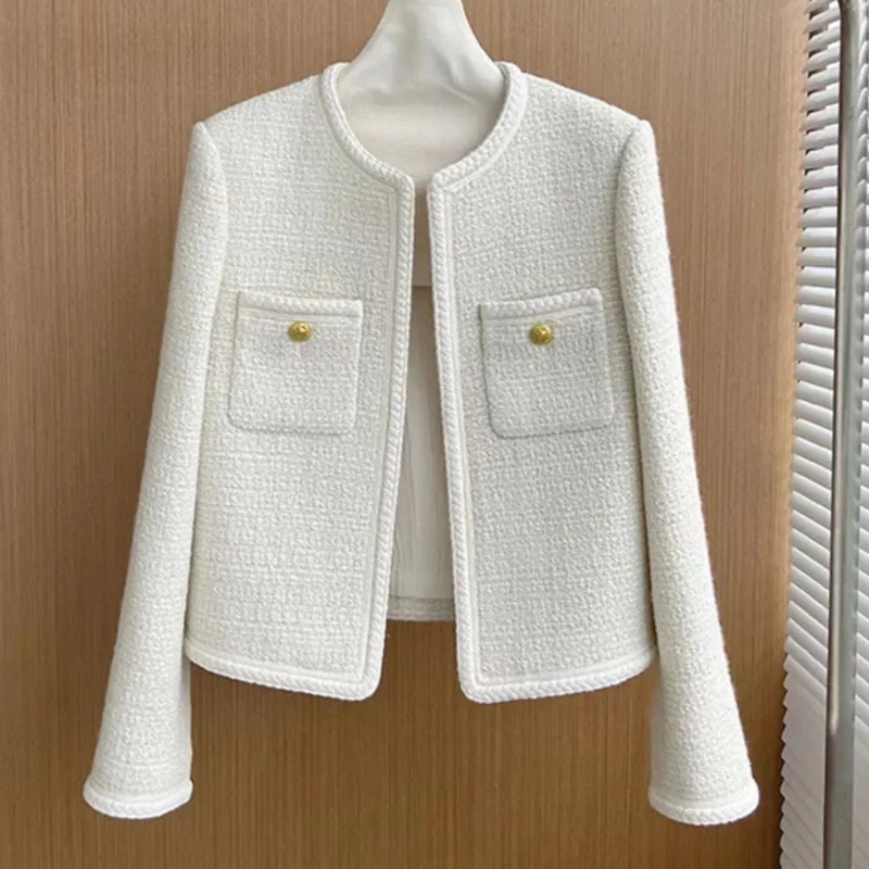 2024 autumn winter New French Design Fashion Sweet Tweed Jacket Women Luxury Woolen Short Coats Outwear Casacos chaqueta mujer