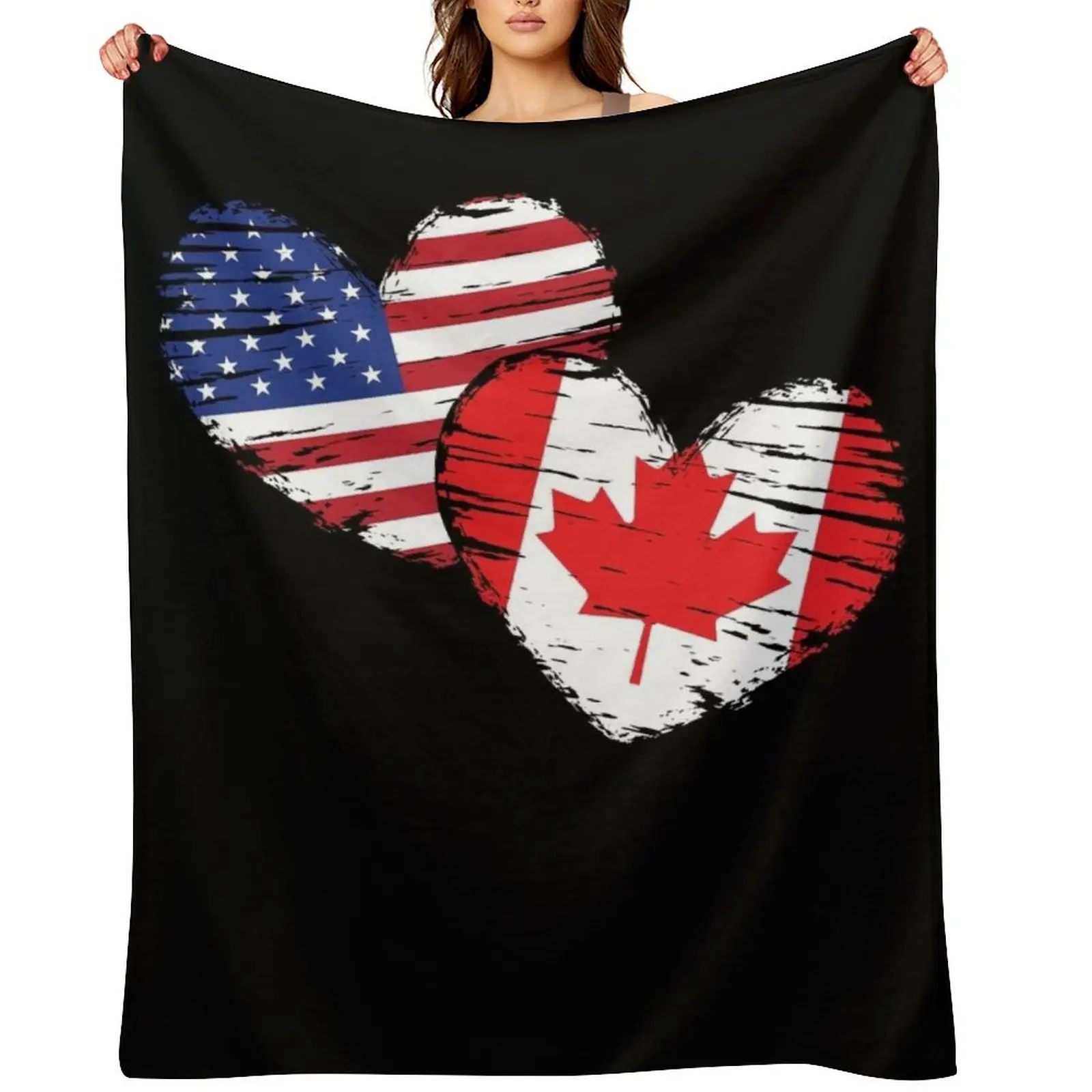 

Canadian USA Hearts Canada Throw Blanket Summer Beddings Luxury Warm wednesday Blankets