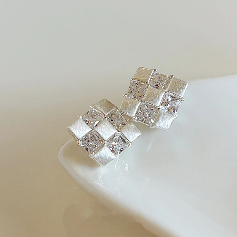 GANPUP Exquisite Quadratische Netz-Zirkonia Ohrstecker für Damen, Modischer Neuer Schmuck, Geschenk für Partys – Detail 3