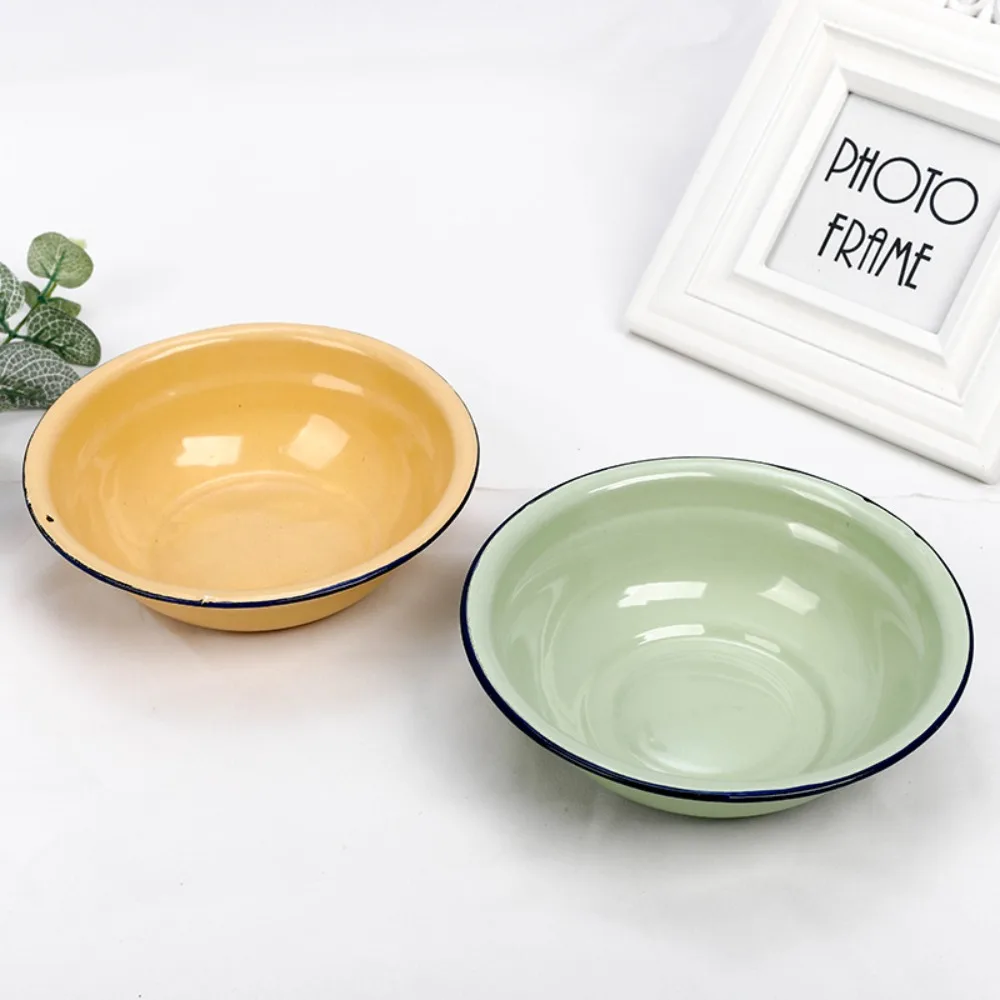 16/18/20/22/24cm Nostalgia Enamel Salad Mixing Bowl Fall-resistant Soup Bowl Food Containers