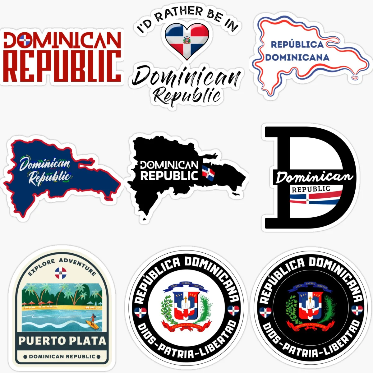

DOM Dominican Republic Flag Map Emblem Creative Stickers for Car Bicycle Van Helmet Fridge Wall Table Decoration Accessories