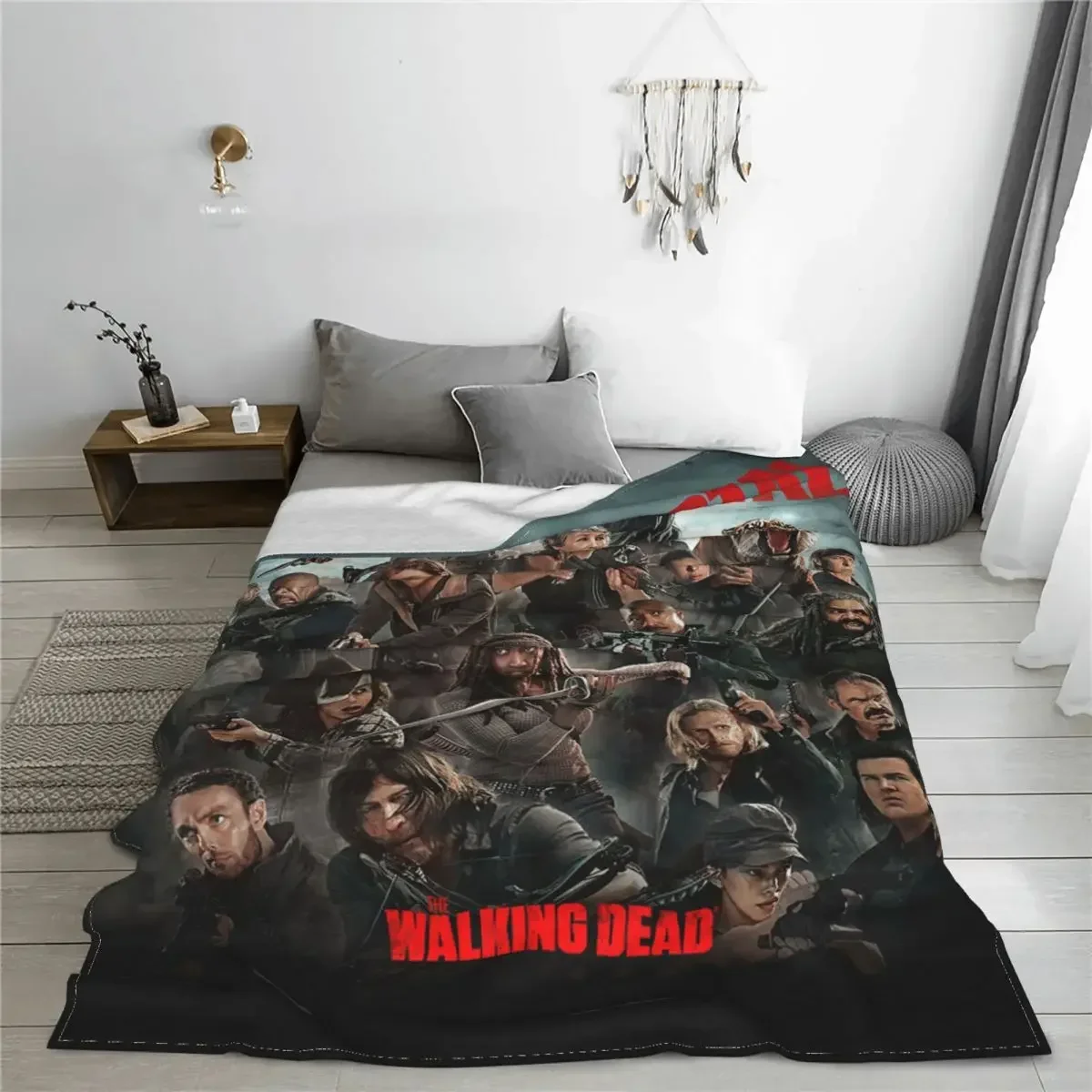 Rick Grimes Daryl Dixon Blanket The Walking Dead Horror Movie Flannel Throw Blankets Bed Sofa Personalised Soft Warm Bedsprea