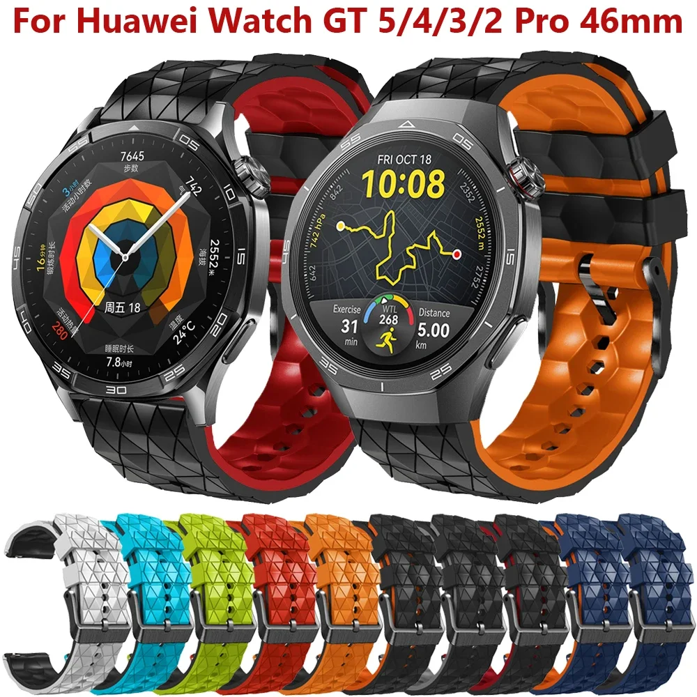 22mm Silicone Strap For Huawei Watch GT5/GT4/GT3/GT2 Pro 46mm Bracelet Band for Huawei GT 5 4 3 2 Pro 46mm Watchband Correa