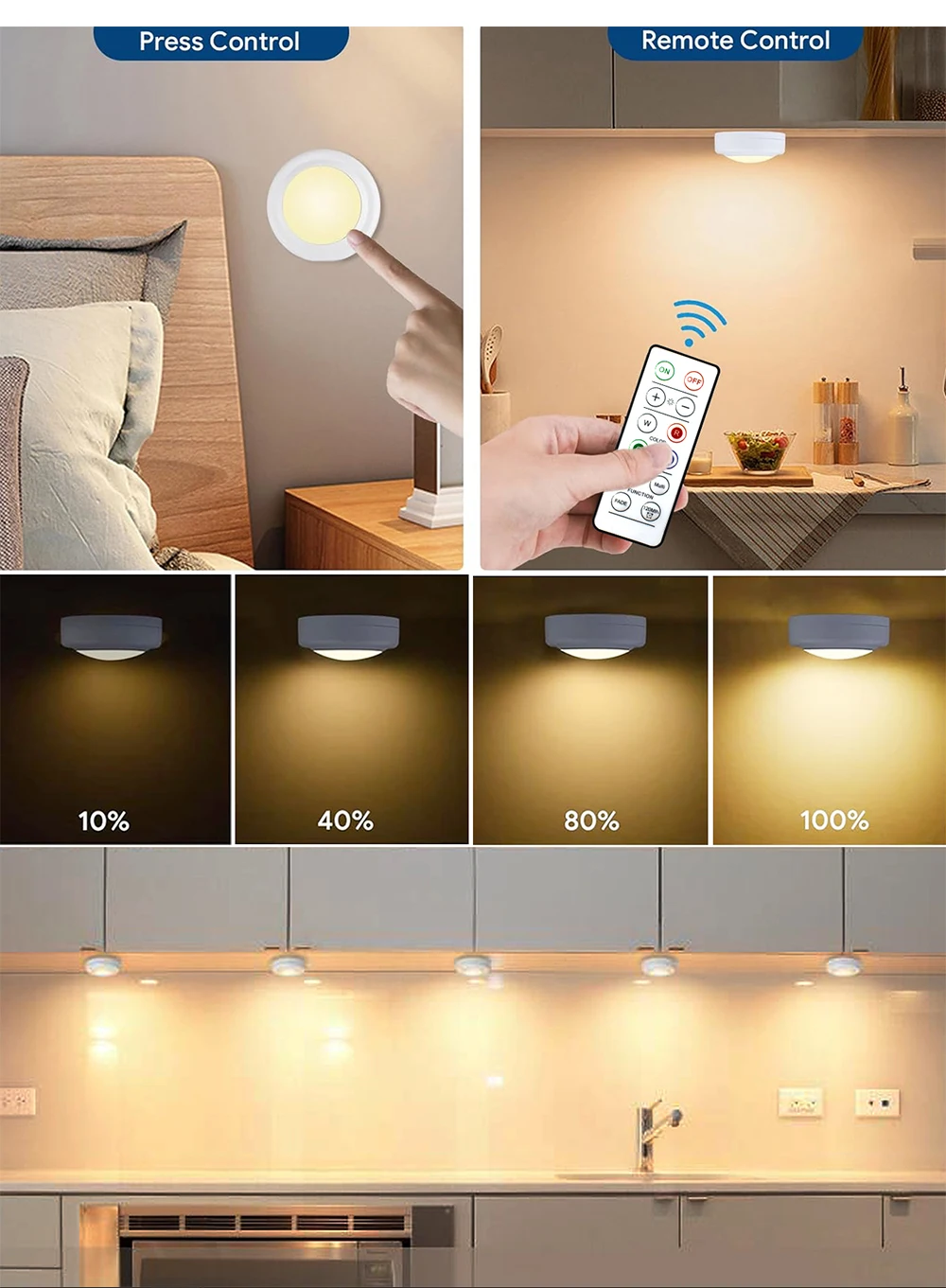 3/6 PCS LED Puck Light RGB 16 Colors Dimmable Under Cabinet Light USB Rechargeable Wine Cabinet Light with Remote Control