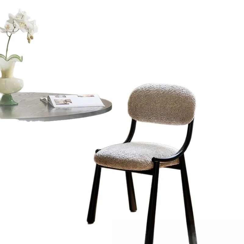 

Light luxury restaurant simple backrest stainless steel chair cream