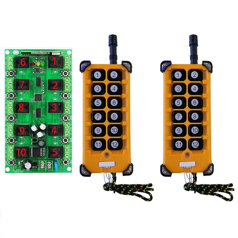 3000m DC 12V 10CH RF Wireless Industrial Remote Control System Individual Overhead travelling crane System light/lamp/led band