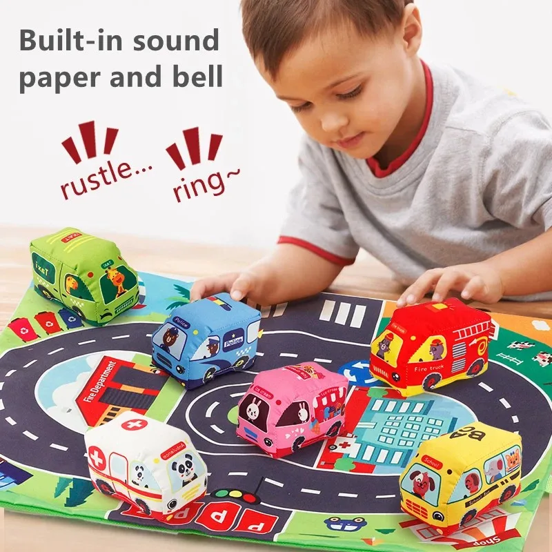 Soft Car Toy Set with Play Mat and 9pcs Vehicle for Baby Toys 12-18 Months Toddlers Car Boys and Girls Education Toys