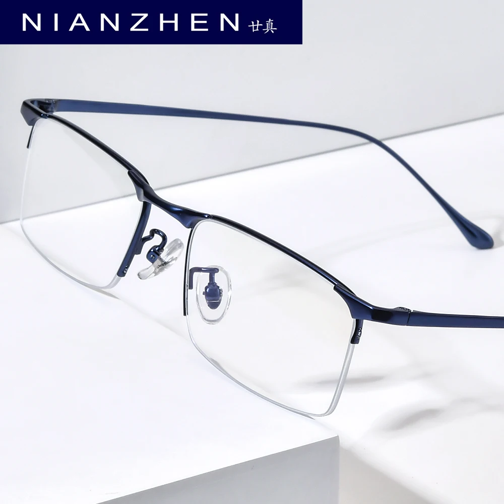 NIANZHEN Titanium Alloy Glasses Men 2026 New Brand Design Square Semi-Rimless Eyeglasses Women Ultralight Half-Rim Eyewear 2089