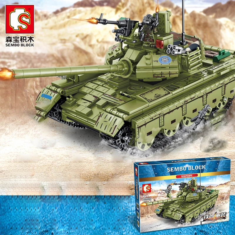 Iron-blooded 85 military tank model crawler infantry fighting vehicle missile boy DIY small particle assembled building block