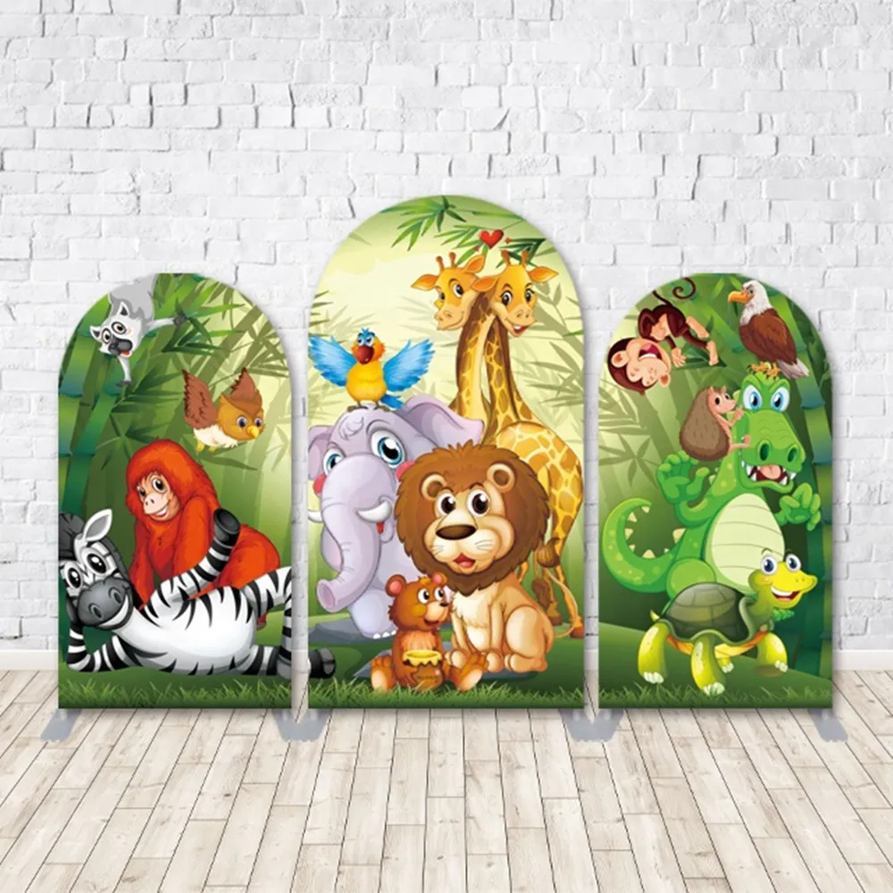 Customize Safari Jungle Double Sided Arch Backdrop Covers with Stands Baby Shower Wedding Party Backdrop Stand for Party Events