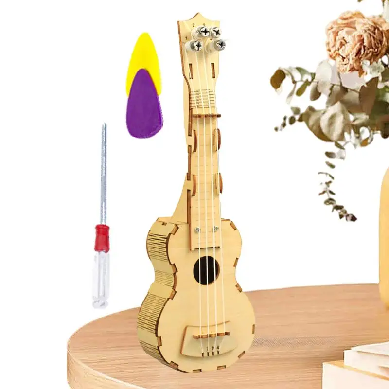 DIY Guitar Kit Wooden Kids Ukulele Toy Ukuleles Guitar Build Kit Ukulele Musical Toy Building Your Own DIY Project For Kids