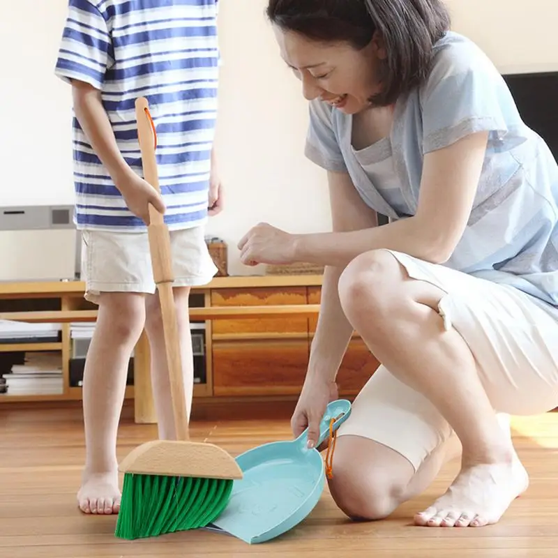 Wooden Cleaning Toys Set Set Of 6 Kids Play Broom Mop And Cleaning Toys Set Child Size Little Housekeeping Supplies Pretend