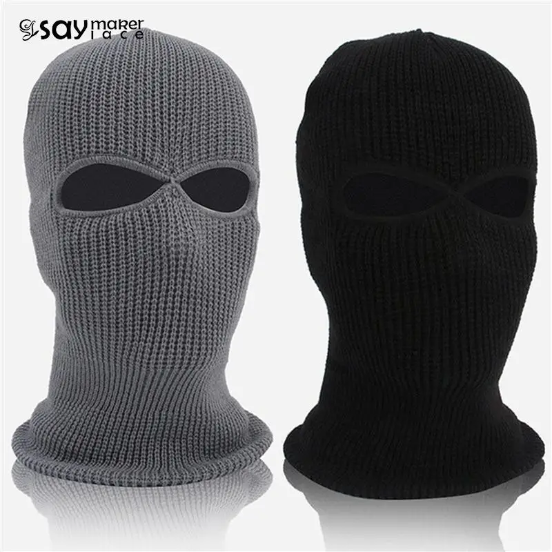 

1PCS Winter Knit Cap Warm Soft 2 Holes Full Face Ski Hat Hood Motorcycle Helmet Army Tactical Hat Fashion Women Men