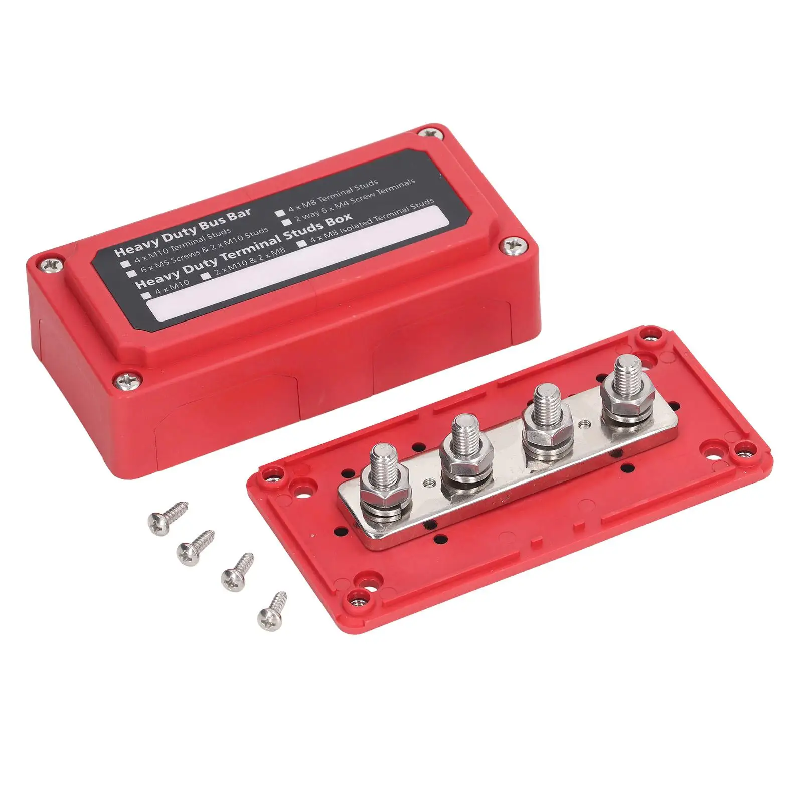 48V 300A Power Distribution Block M8 Terminal Bus Bar for Automotive & for marine Applications - Red