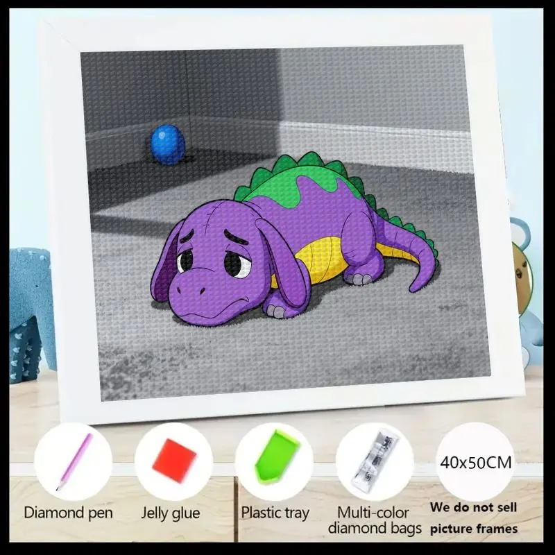 

1 шт. милый грустный фиолетовый мультяшный динозавр 5D комплект алмазной живописи, полная дрель DIY животное горный хрусталь художественное ремесло для взрослых детей Beginne