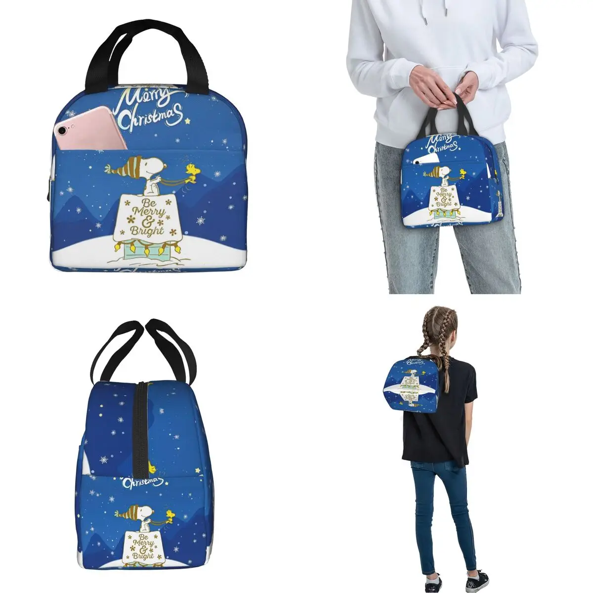 Cute Cartoon Snoopy Insulated Lunch Bags Thermal Bag Reusable High Capacity Lunch Box Tote Food Bag Office Travel