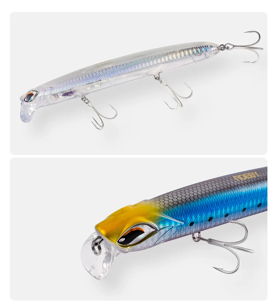 Noeby Flat Diving Minnow 177mm 44,5g schwimmend 0-30cm Jerkbait Oberflächen schicht Angel köder Kunst fischen Hart köder – Detail 10