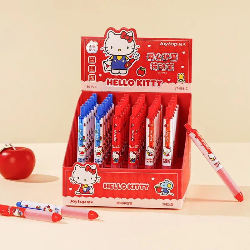 

Набор из 6/36 шт. аниме-ручек «Китти» с черными гелевыми чернилами 0,5 мм, в мягком чехле, быстросохнущие, для письма, студенческие канцелярские товары, оптом