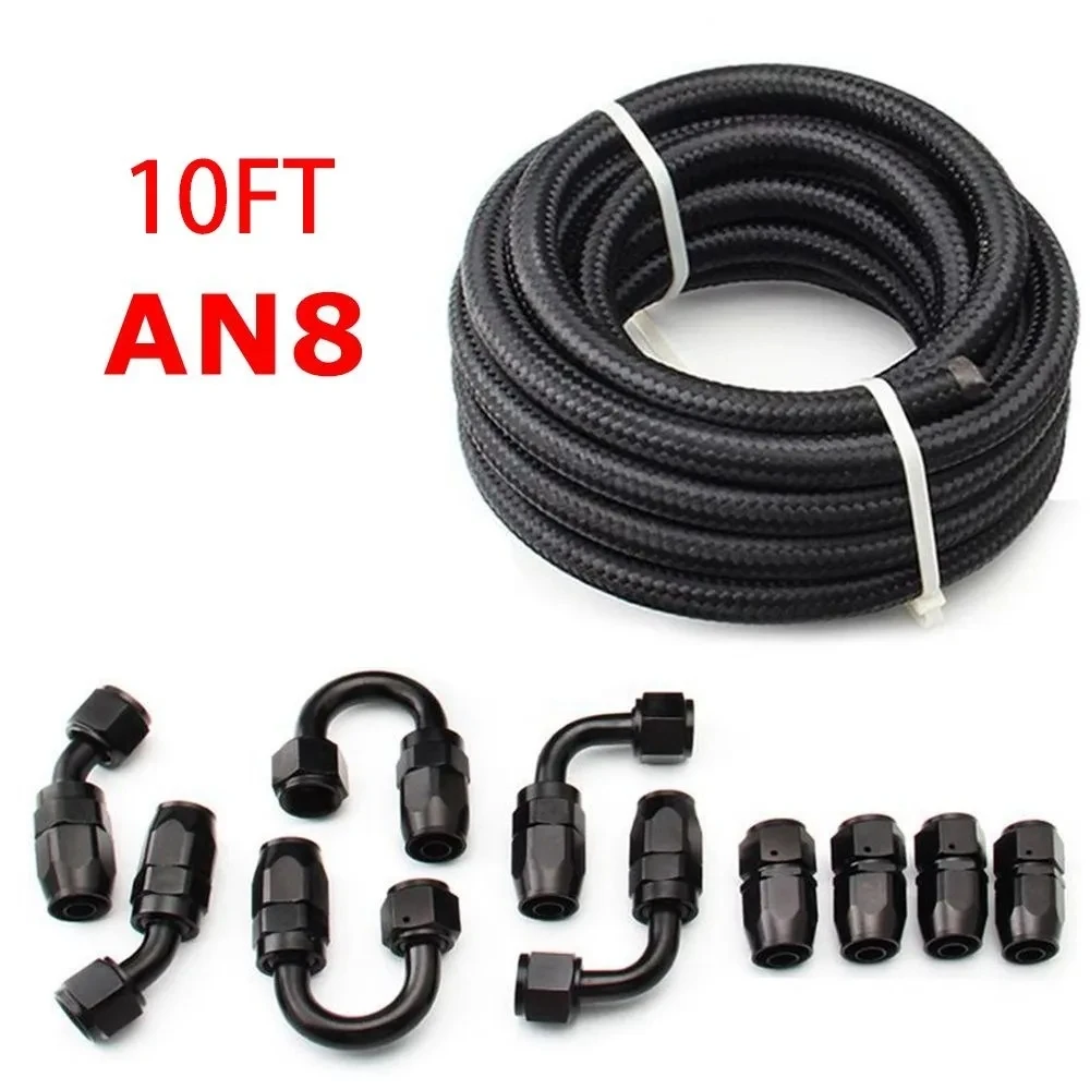 3M AN6/AN8/AN10 CPE Olie Brandstof Fittingen Slanguiteinde 0 + 45 + 90 + 180 Graden Olie Adapter Kit AN6 Gevlochten Olie Brandstofslang Lijn Met Klemmen