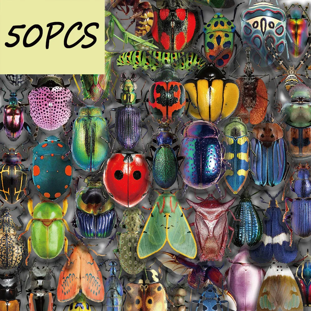 

50PCS Insect Series Stickers Creative Decorative Stickers Suitable for Tablets Cups Helmets Guitar Waterproof PET Stickers